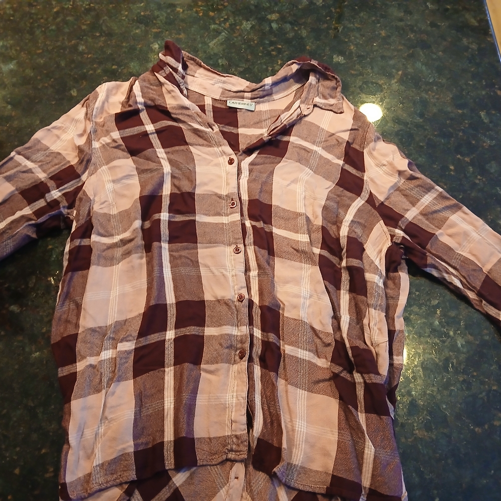 Catherines Brown and Cream Checkered Top